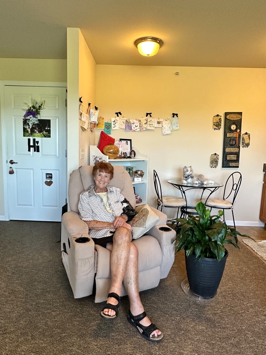 Resident relaxing in their room at Prairie Gardens